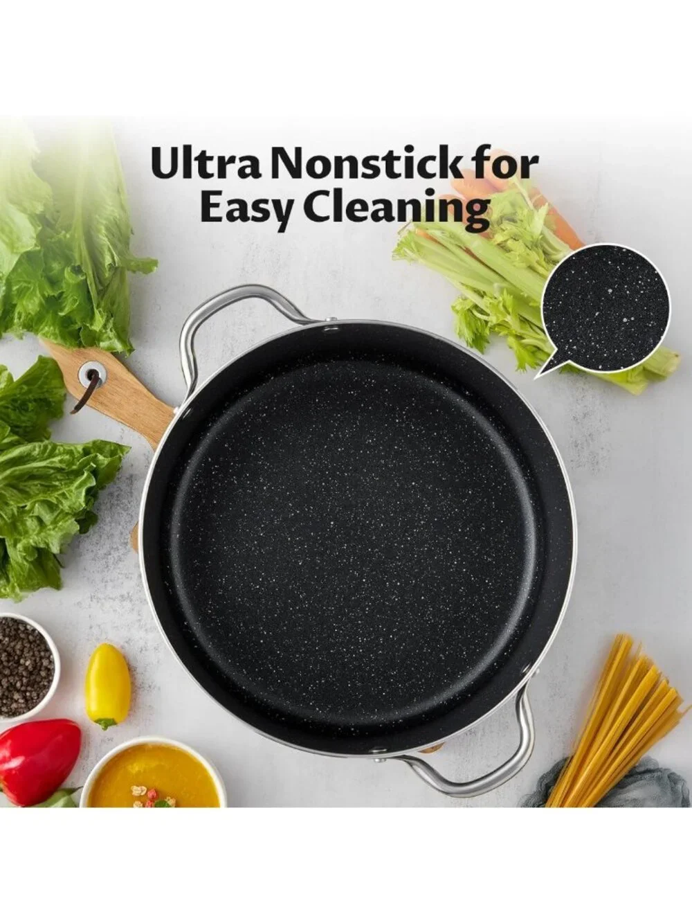 8 Quart Nonstick Stock Pot with Lid - Induction & All Stove Compatible, Oven